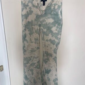 Tie-Dye Green and Cream Pants